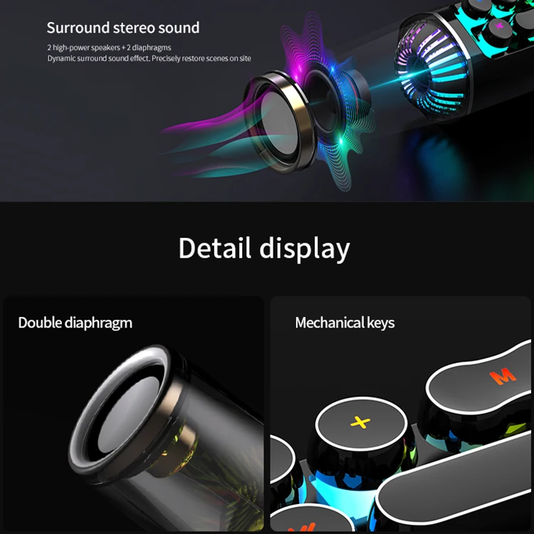 Soaiy Sh19 Gaming Speaker Surround Stereo Sound Mechanical Keyboard Button Tf Card Stereo Wireless Speaker