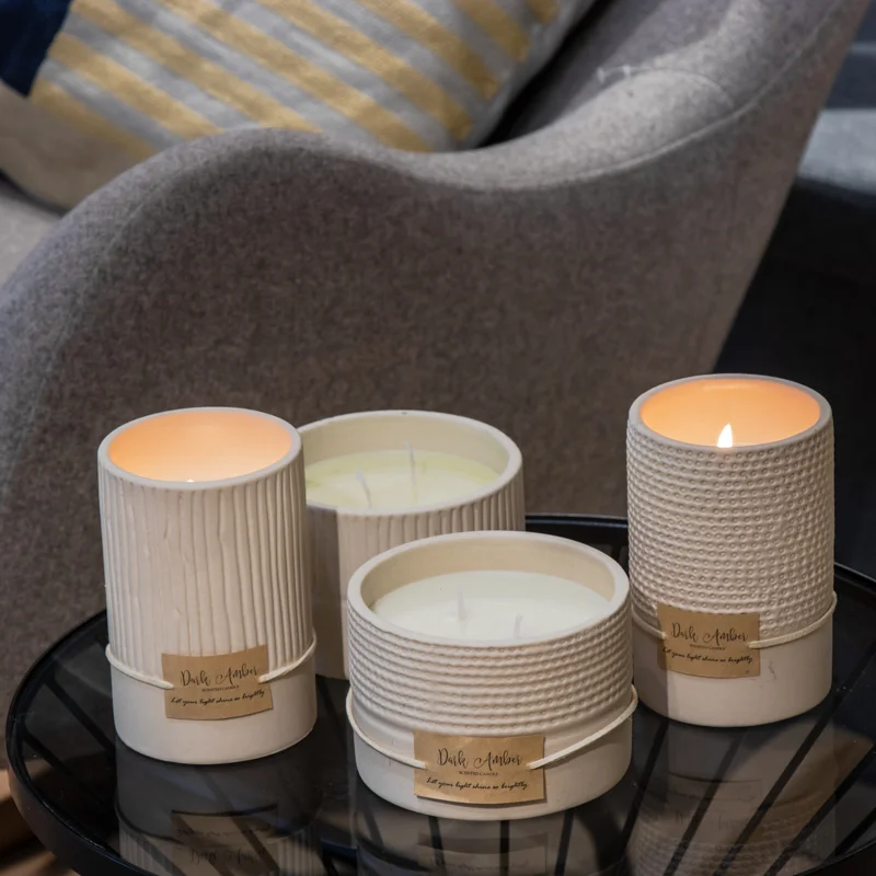 UOBOBO Hot Selling Unique Soy Wax  Cement Candle Jar Aromatherapy Scented Candles Concrete Soy cemented Candle Jar