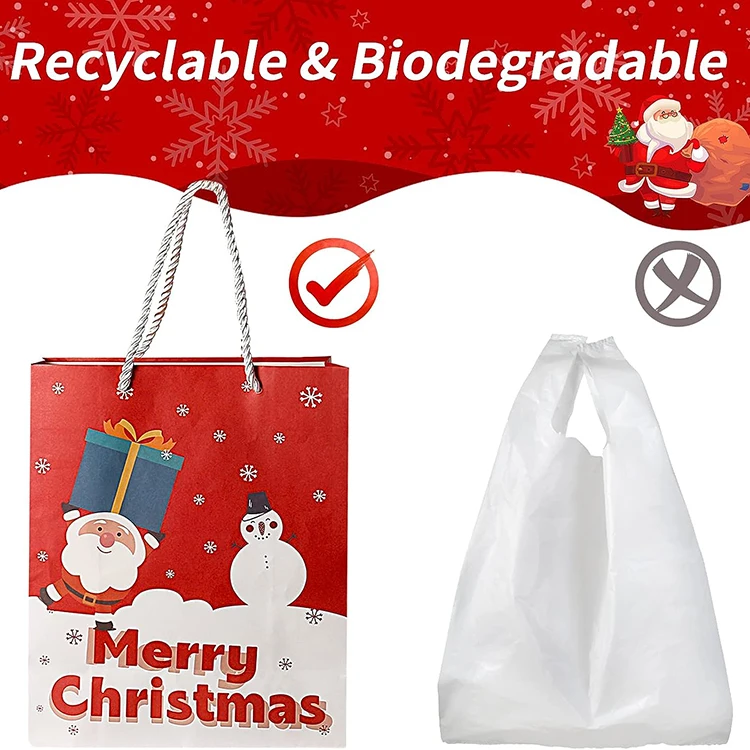 Custom Printing Eco Friendly Large Kids Birthday Merry Christmas Paper Bag Party Gift Bag For Gift