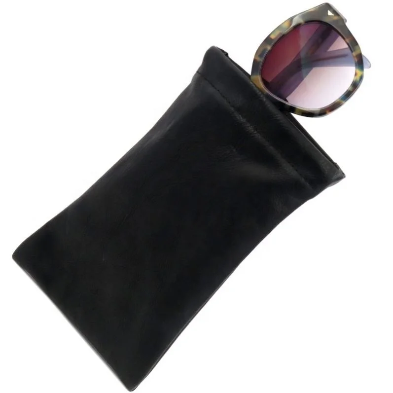 Wholesale Multi-Purpose Black Soft Eyeglasses Package Bag Custom Logo Sunglasses Case Pouch Custom Logo Leatherette Leather