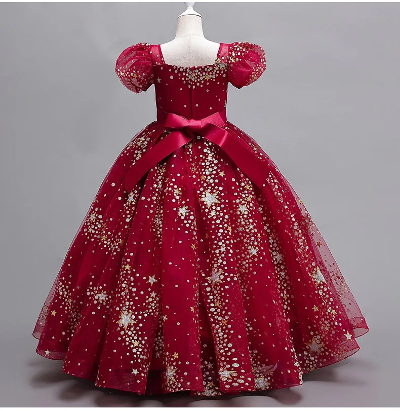 Kids Wedding Ball Gowns New Puffy First Communion Children Girl 7th Birthday Party Long Dress 8905