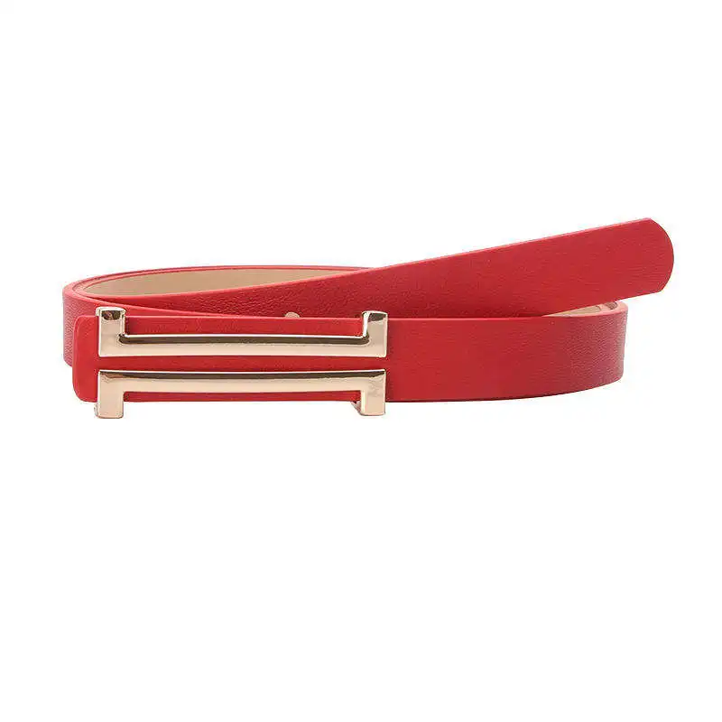 New Fashion Fine Belt Ladies Smooth Buckle Slim Thin Belt Alloy Durable Belt Women