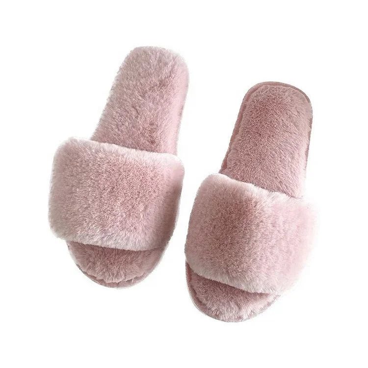 2023 wholesale Winter Plush One strap Elegant Indoor slippers for Women and Men Autumn New Design Home Flat Slippers for Ladies