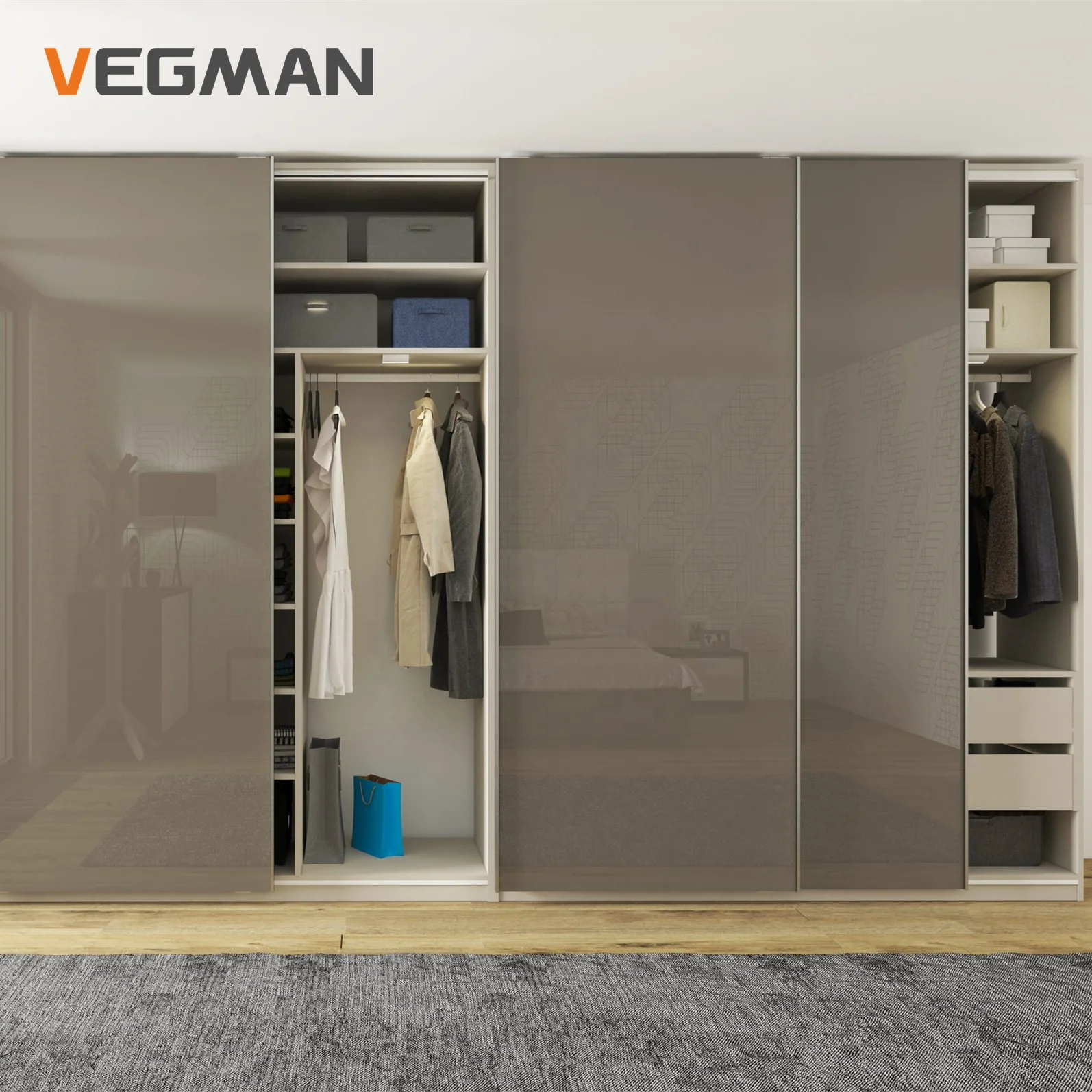 Шкаф-органайзер с раздвижными дверцами из МДФ современная мебель для спальни на заказ шкафы