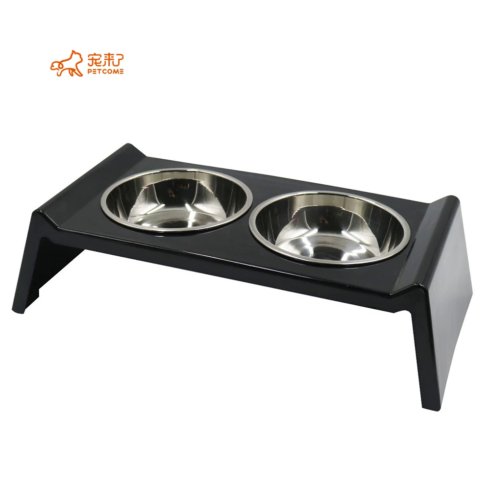 PETCOME Factory Melamine Luxury Unique Stainless Steel Double Dog Bowl With Stand Pet Feeding