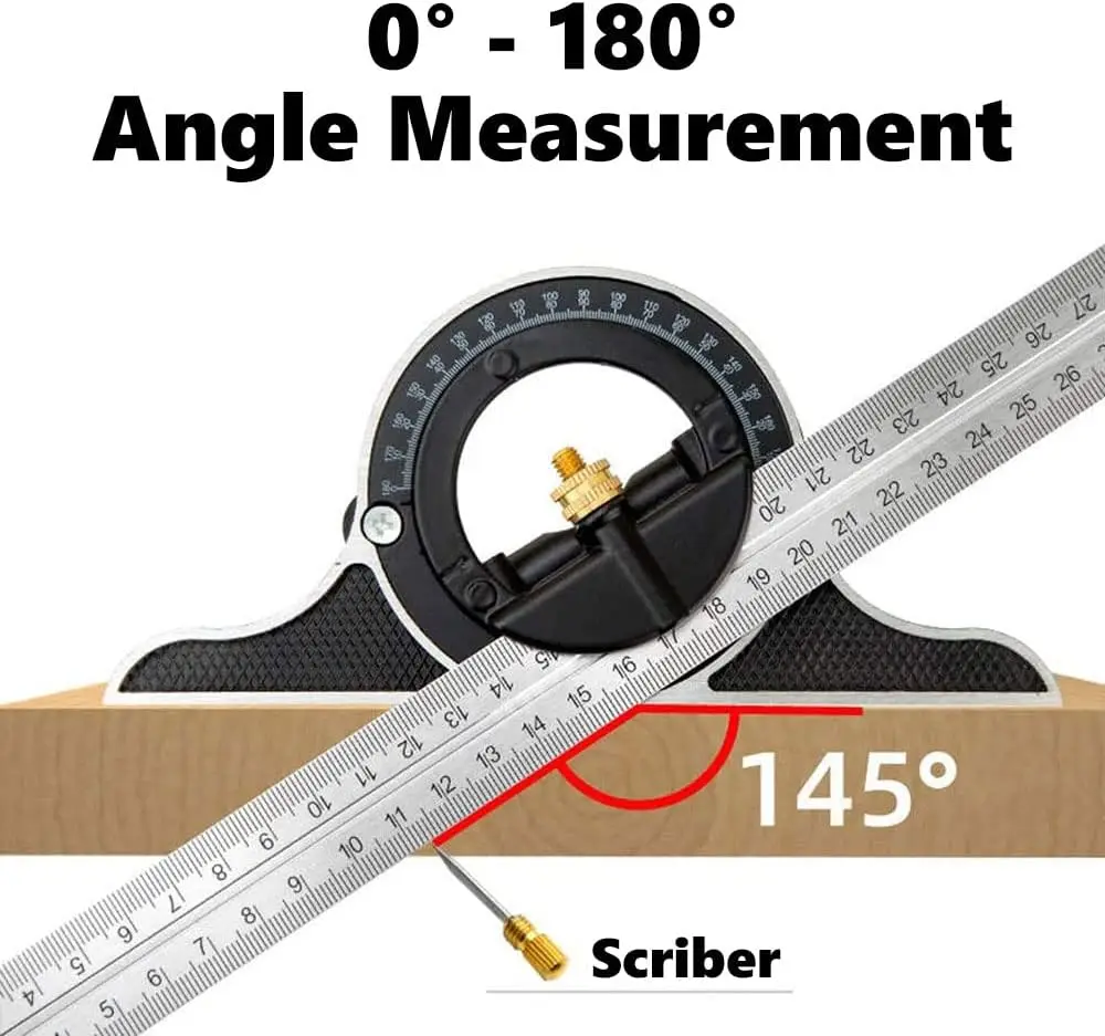 Combination Square Set with Protractor, Woodworking Square, Carpenter Square