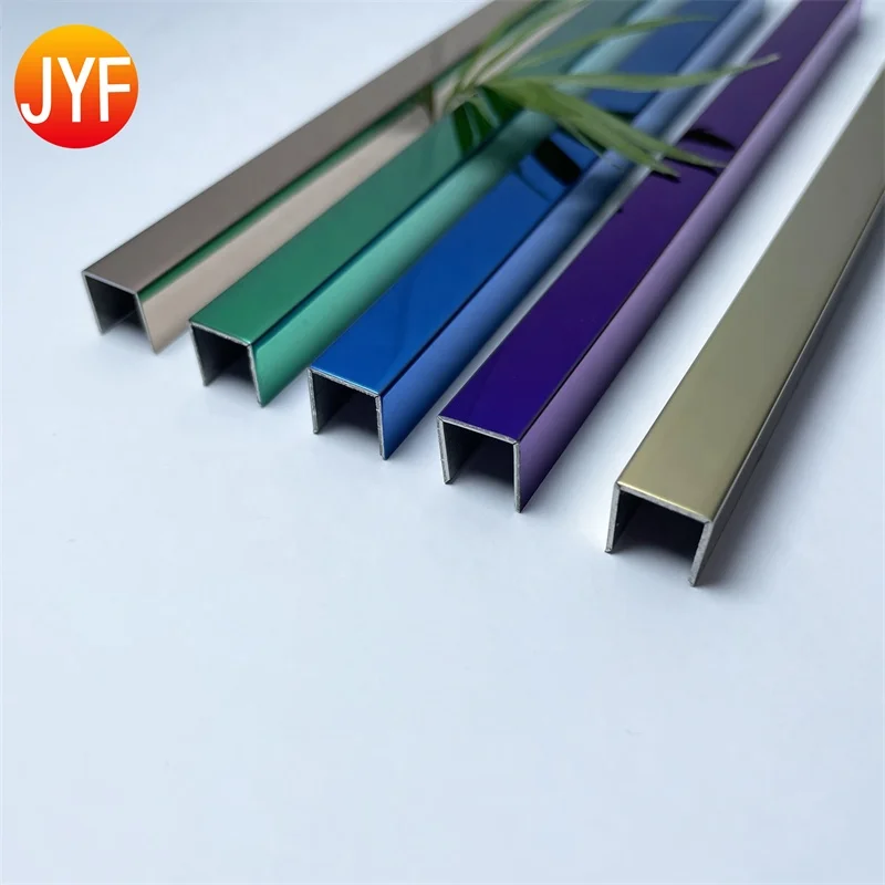Hotel Decorative Line Color Metal Trim Strip U Shape Stainless Steel Tile Trim Copper Transition Strips