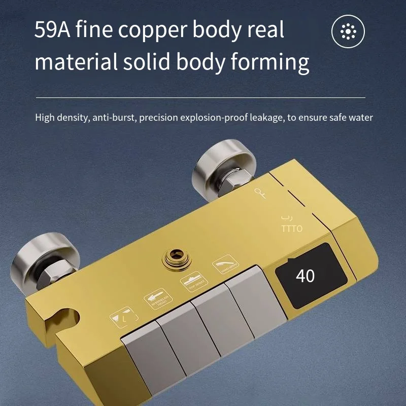 Black Gun Gray Copper Piano digital Shower Set 4 Functions Rainfall Shower Head Bathroom Shower rain System With Temperature