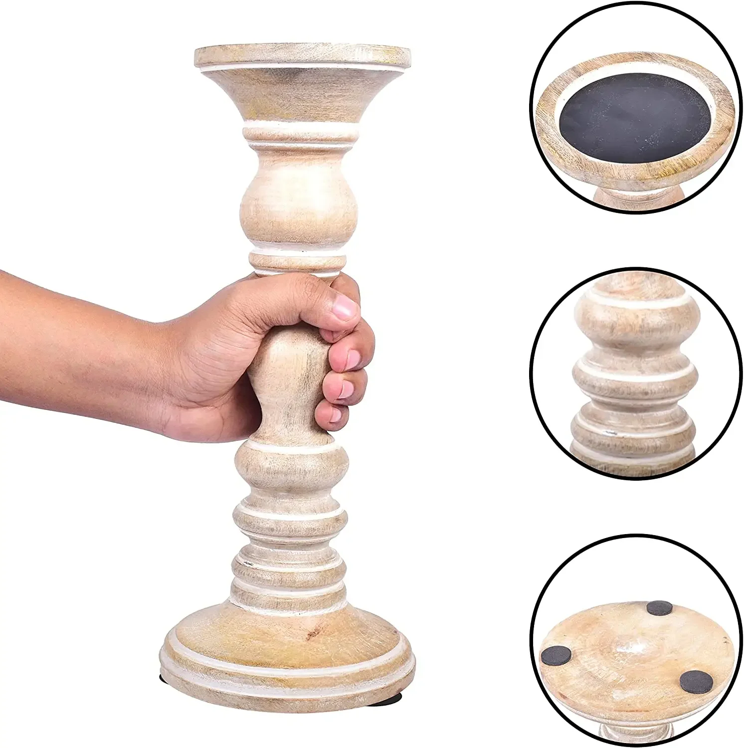 Antique Farmhouse Wood Candle Holder Distressed Carving Candle Holder Set Christmas Distressed Wood Candle Holders Europe Style