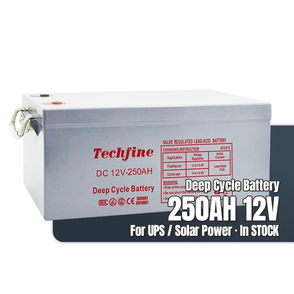 Rechargeable Deep Cycle Solar Battery 12V 250Ah Lead Acid gel Agm Battery