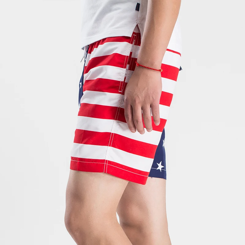 
Эластичные пляжные шорты с принтом в виде американского флага, мужские купальники, трусы 