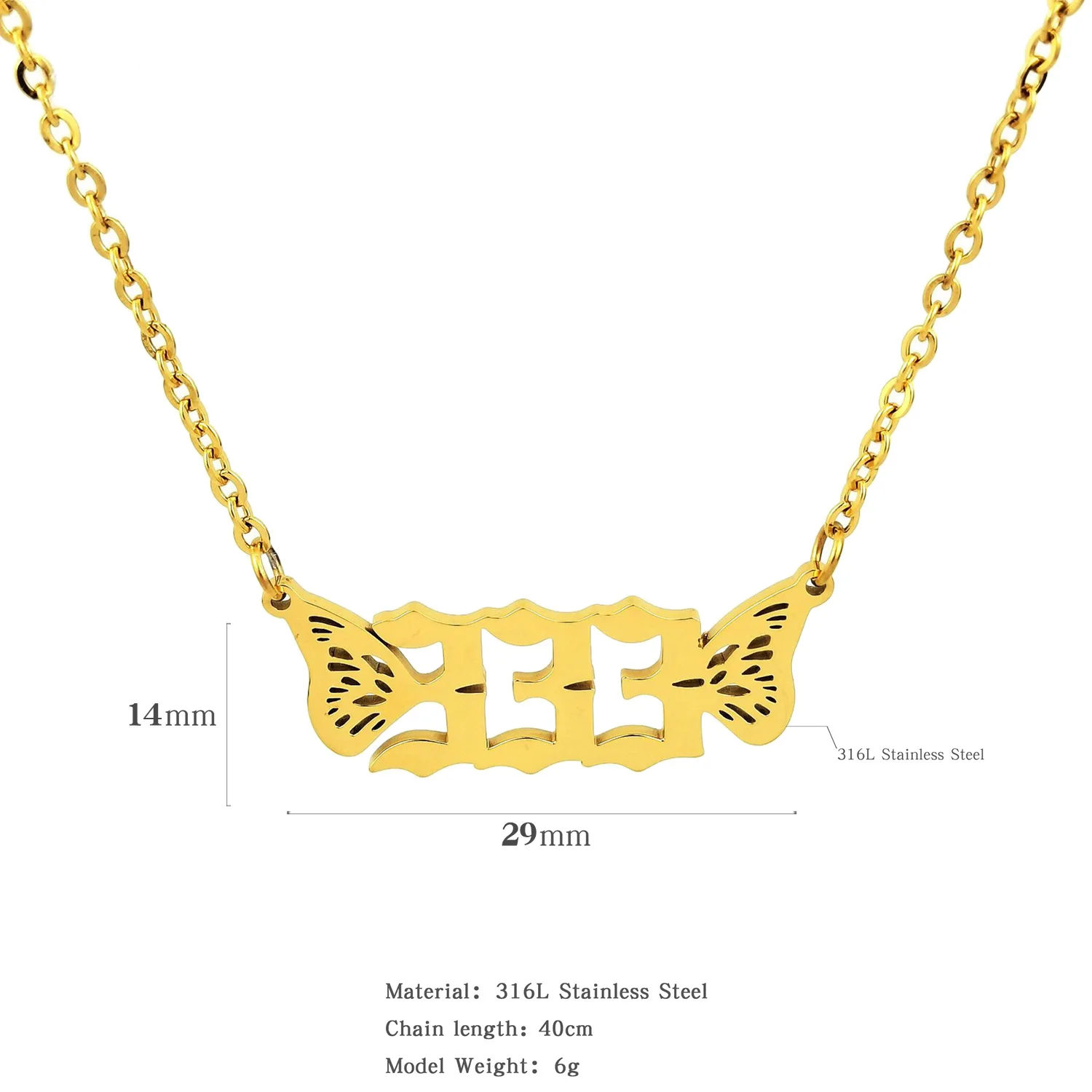 LC20240460 Wholesale gold plated stainless steel  111 222 333 444 555 666 777 dainty angel number necklace for men and women
