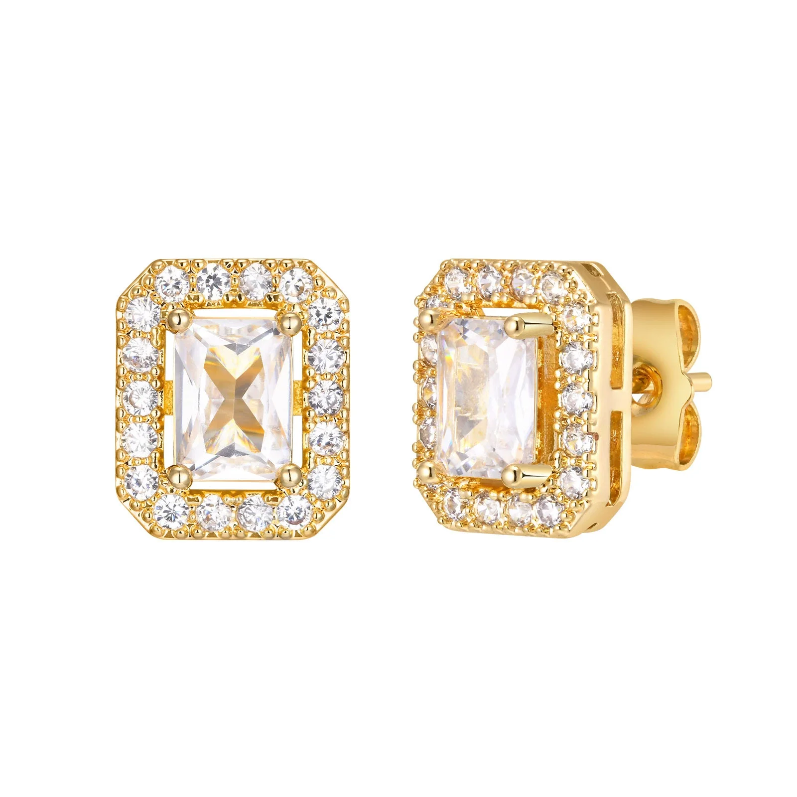 CAIOOCHE 2025 New Trendy Vintage Emerald Zircon Earrings Brass Stud Earrings for Women Factory Price Jewelry