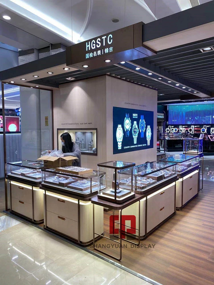 Processing high-grade jewelry display cabinet Gold jewelry display cabinet stainless steel jewelry counter glass display cabinet