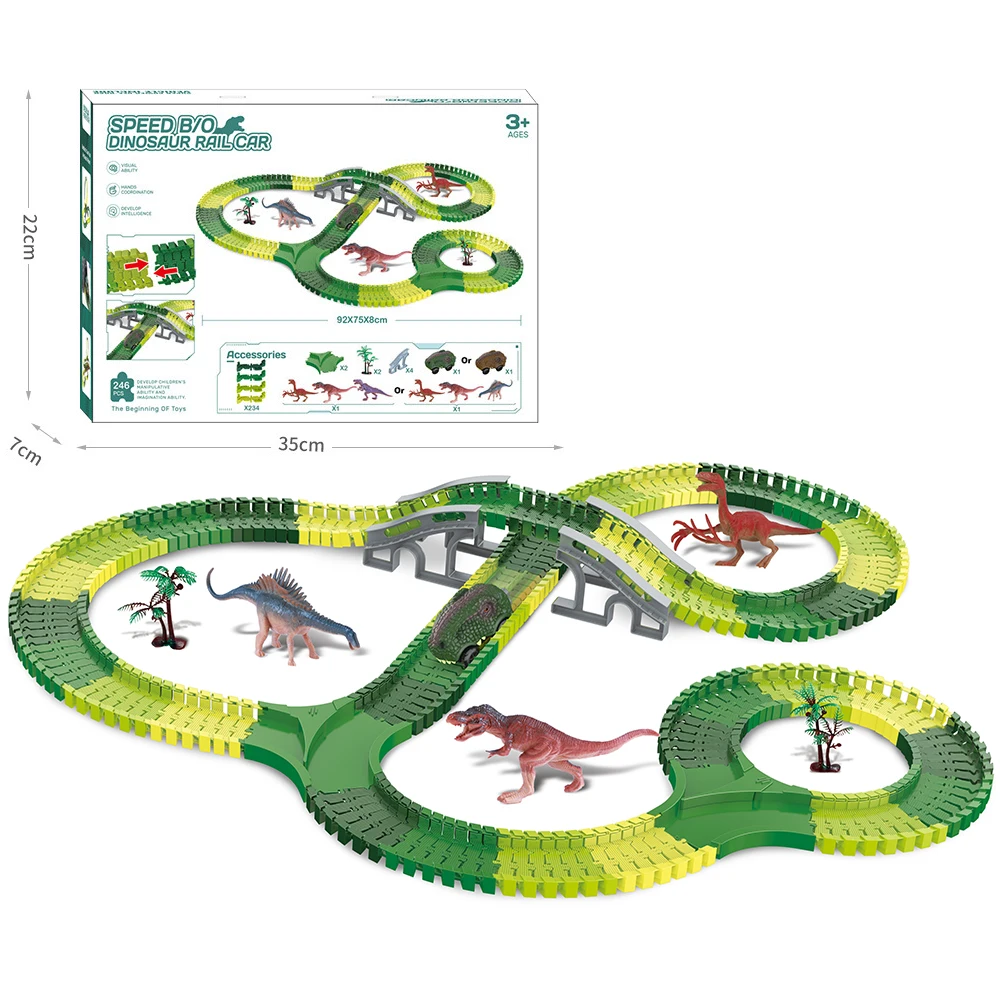 New 246PCS Race Tracks Electric Engineering Track Car Railway Vehicles Slot Toy Education Assemble Toy for Kids