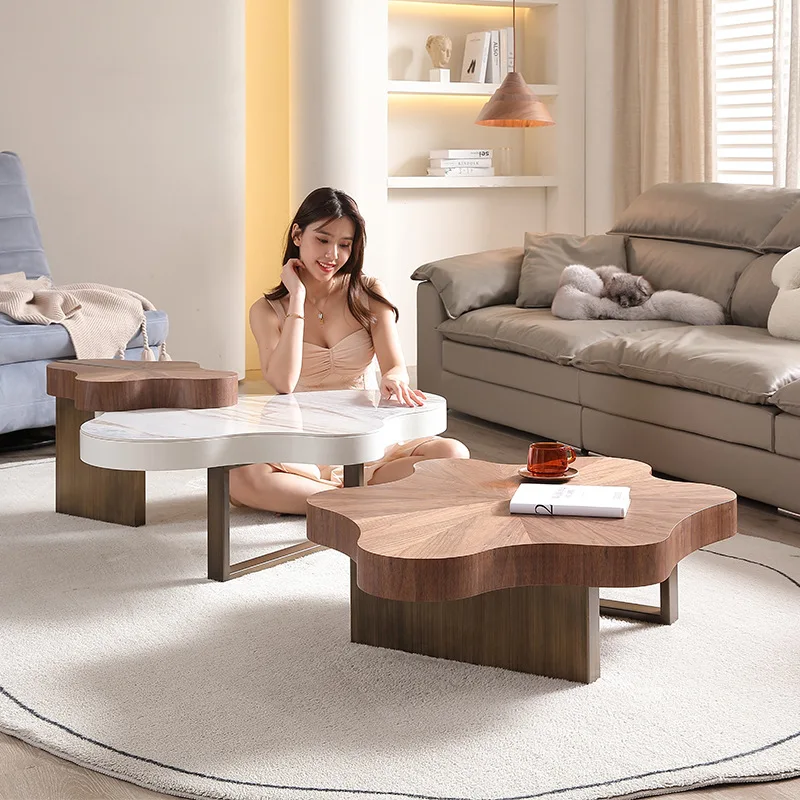 Creative net red simple modern coffe table set living room Italian irregular living room small flat solid wood coffee table