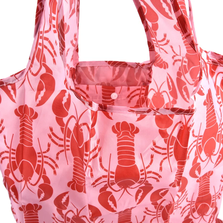 Eco-Friendly Customized Supermarket Reusable Rpet Foldable Grocery Shopping Bag With Nylon Pouch