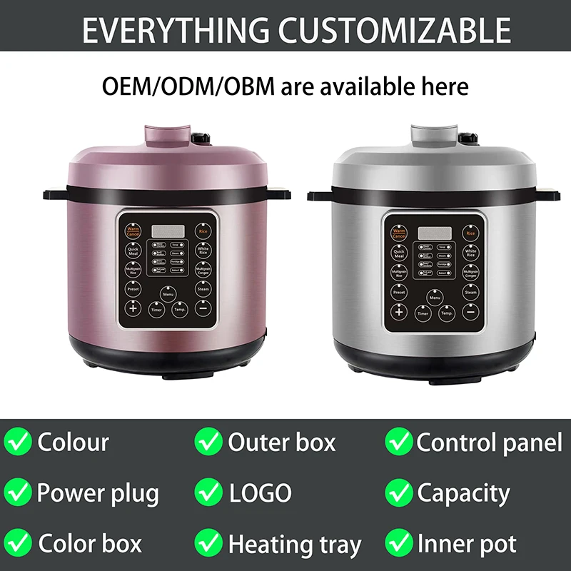 Factory Price Smart Electric Steamer 5L to 12L Capacity 11 Preset Menu Digital Slow Pressure Cooker LED Display Household Use