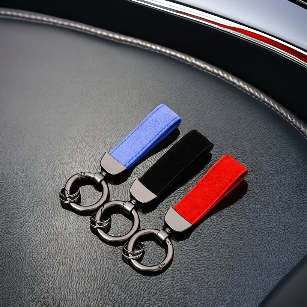 Customized Car Keychains Wholesale Logo Leather Car Key Chain Turn Fur For Audi S RS Sline For BMW M For Benz AMG