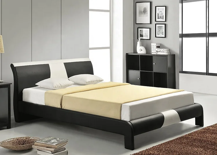 Willsoon Modern Contemporary Faux Leather Bed with LED Light Soft Wooden Frame for Home Furniture Bedroom Panel Style Design