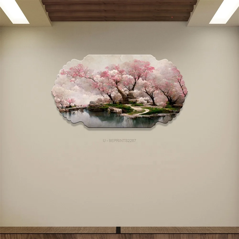 Home Decor Landscape Painting Of Pink Blossom Tree In Full Bloom Wall Art Acrylic Painting Canvas Print Canvas Paintings