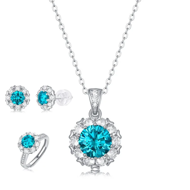 DE GRA VVS DiamondJewelry Set 925 Sterling Silver 1ct Moissanite Bridal Jewelry Sets Ring Pendant Earrings Women Wedding Party