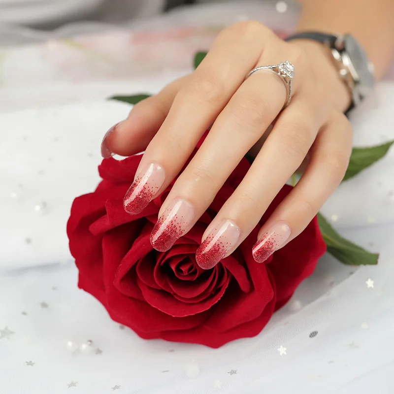 French style colorful glitter real nail polish stickers nail wraps