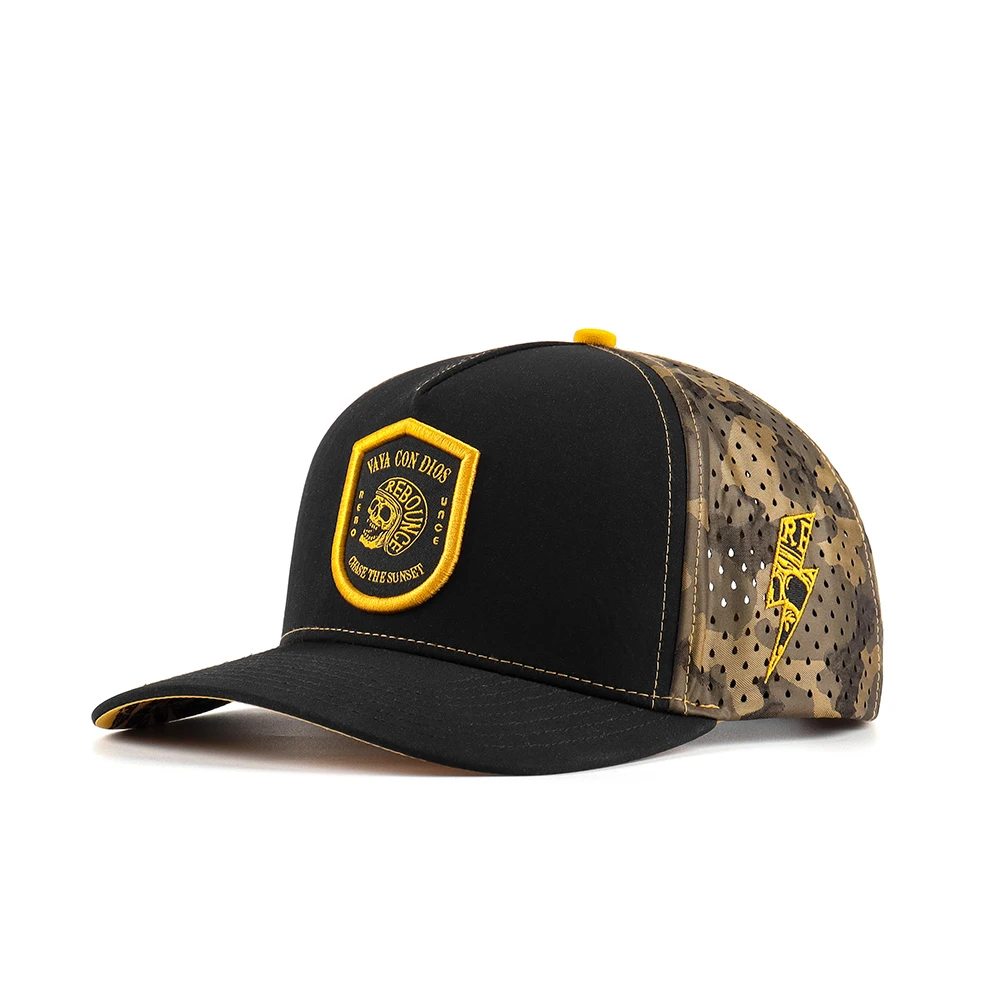 Original baseball caps black hats with camo back custom inside tag and seam tape waterproof caps hats under bill printed pattern