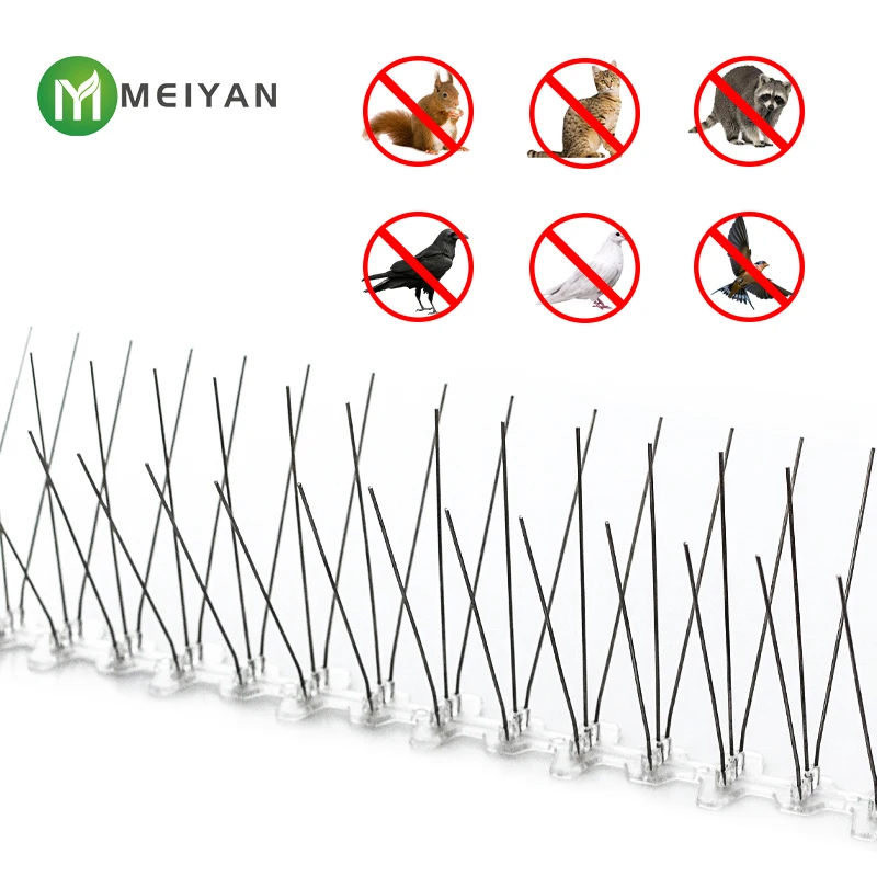 Outdoor 50cm 3pin Plastic base stainless steel Bird Spikes bird Spikes Use Anywhere bird spike