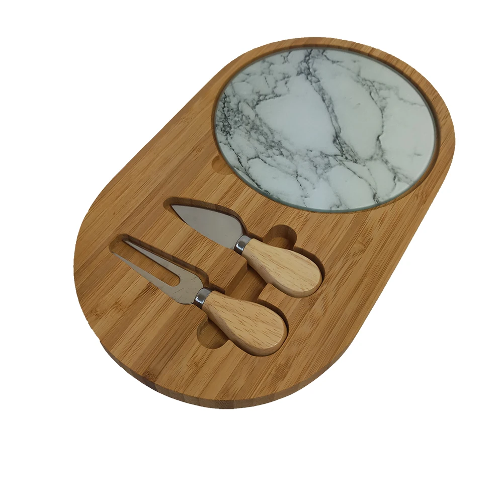 
Cheese Knife with Tempered Glass Cutting Board Bamboo 