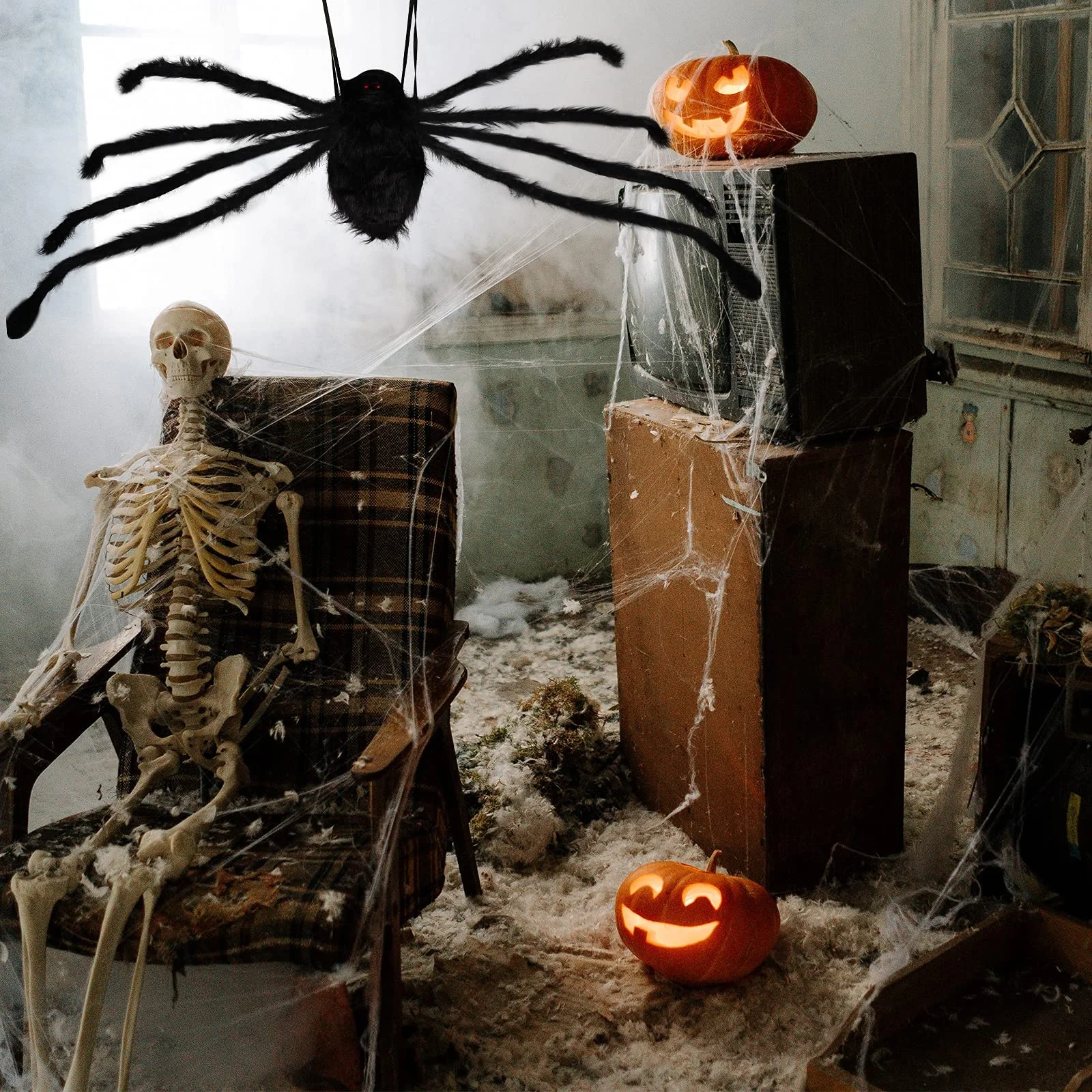 Huge Scary Colorful Black Spider Backpack Candy Bag Storage For Halloween Kids Adults Toy Funny Costume Props Novelty Gadgets
