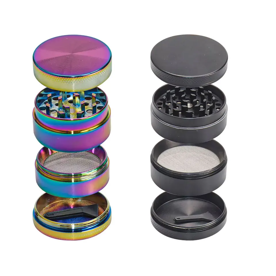 Wholesale Metal Zinc Alloy 40mm 50mm 55mm 63mm 4 Layers portable herb grinder custom color herbal grinder sample