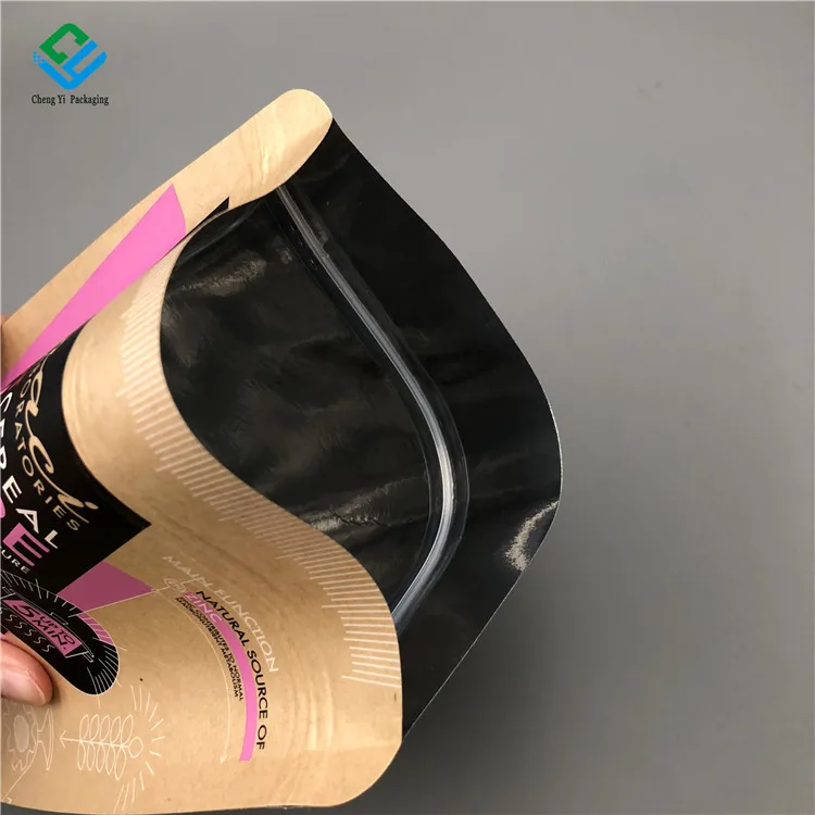 Custom Print Food Stand Up Pouch Packaging Bag 500g Flour Corn Powder Granola With Clear Window Zip Lock Bags