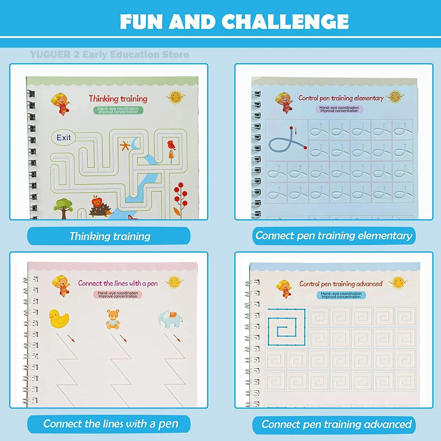 New Idea Baby Drawing Writing Training Logical Thinking Game Copybooks Montessori Children Toys Reusable Magic Book