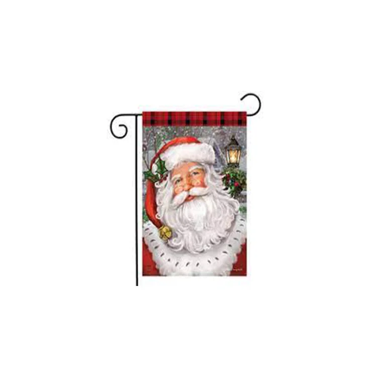 High Quality Custom Double-Sided Polyester Garden Flag Outdoor Usage Promotional Happy Christmas Festival Banner