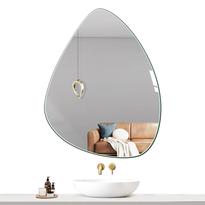 Kingwin Frameless Round Oval Bathroom Wall Mirror 24' Beveled Polished Round Mirror for Bathroom Wall
