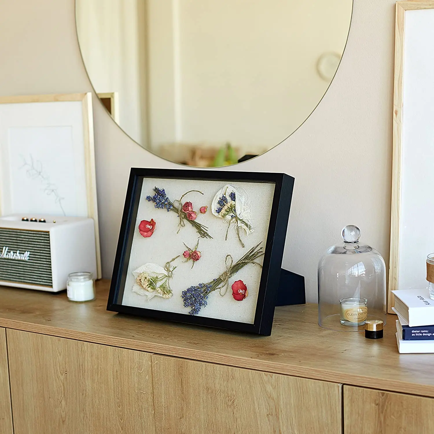 Graduation Baby Wedding Military Art Memory Box Wood & Glass Shadowbox 3D Deep Display Case Shadow Box With Flower