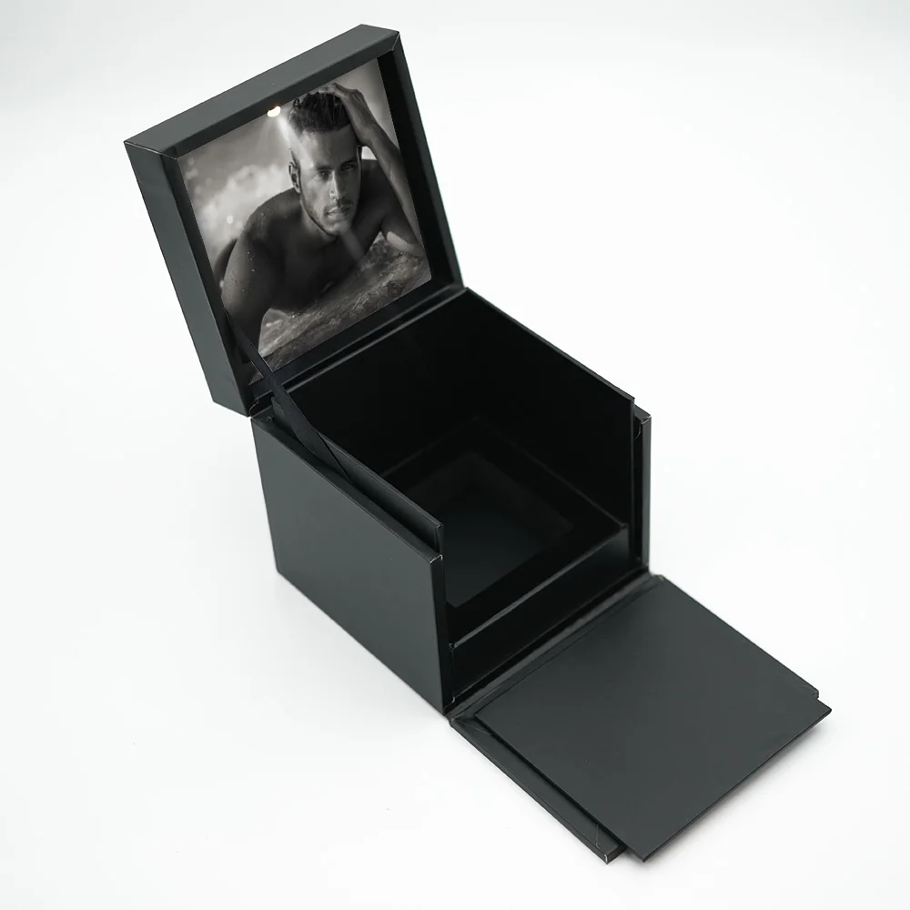 LED light Smart empty gold box for magnetic perfume bottle packaging gift box with eva luxury