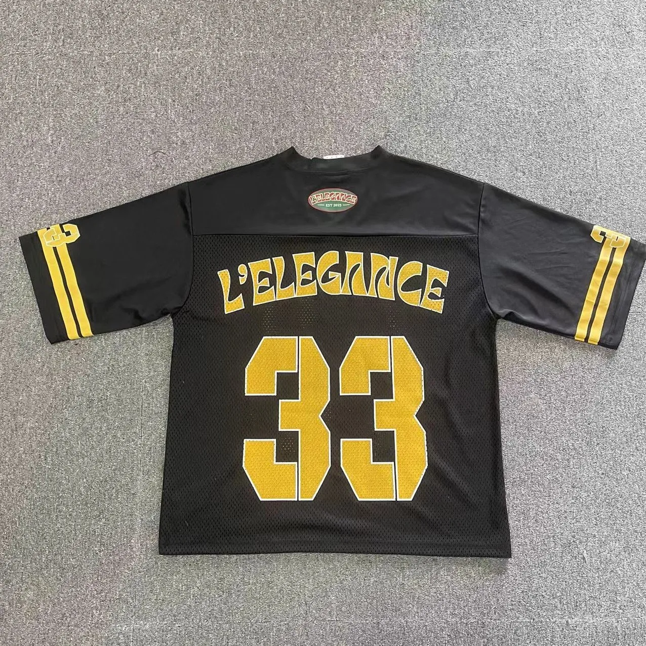 High Quality splicing screen printing Jersey Striped sleeves Jersey Woven label V-neck  jersey