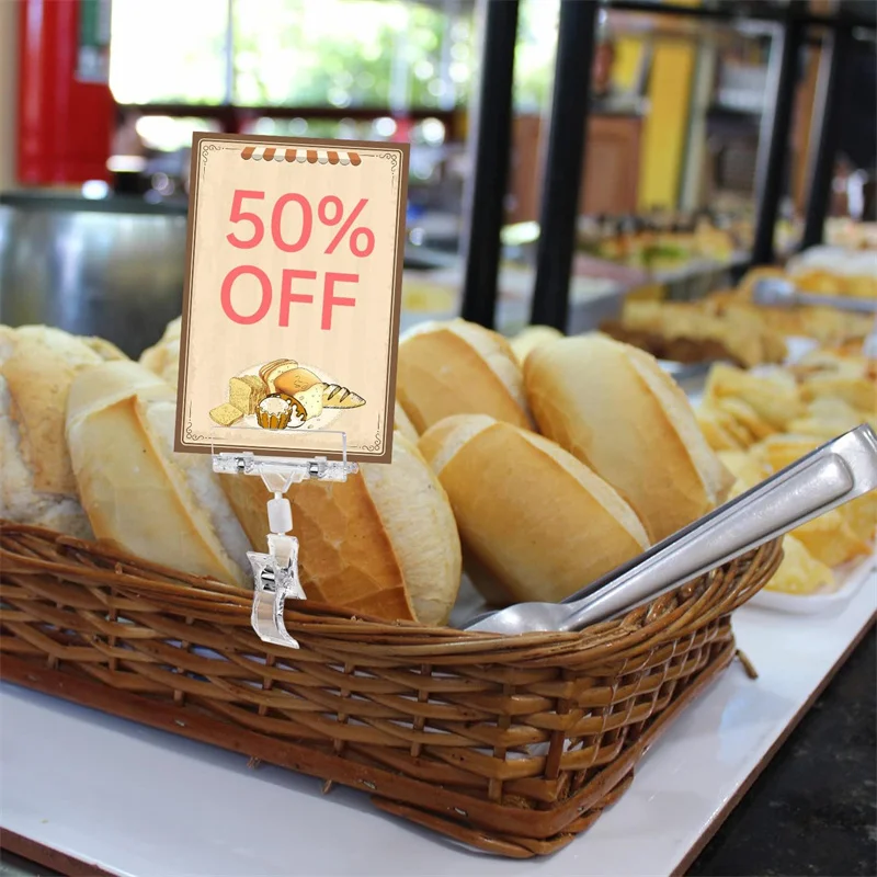 Supermarket Plastic Price Sign Clamps Label Tag Acrylic Clips Clear Pop Sign Holder Clips for Retail