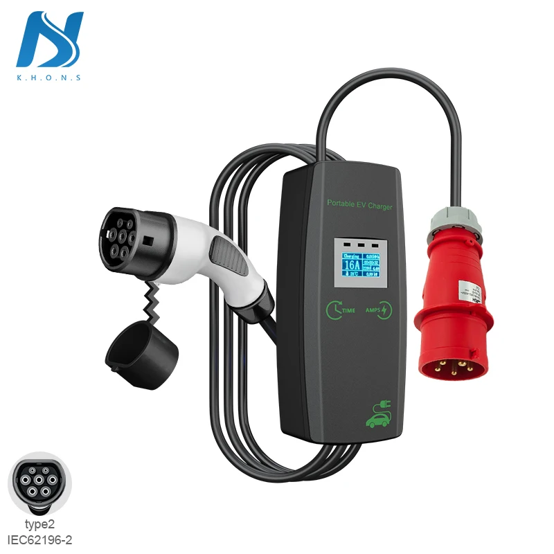 10-32A current adjustable 7.4Kw home evse portable ev charger type 2 iec 62196 electric car charger