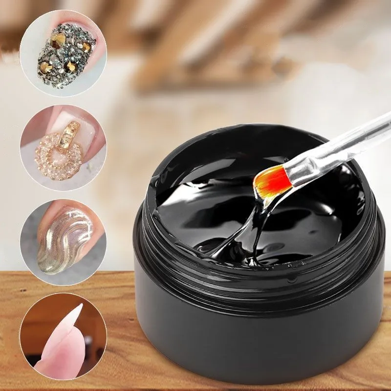 4 in 1 Clear Gel Nail Glue Bulk 15ml Soak off Rhinestone Adhesive Builder for Nail Polish Rhinestone Diamond Decoration