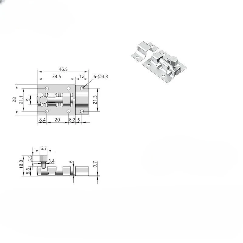 Iron material 3/4/5/6/8/10/12 inches flat door bolt black tower bolt