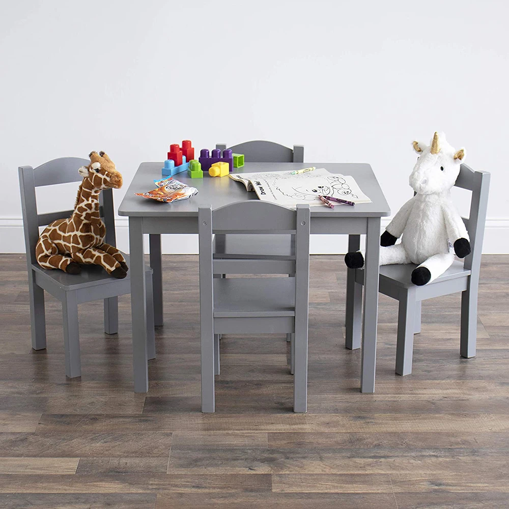 Kids Wood Table and Chair Set Modern Table and 4 Chair Set Children Furniture