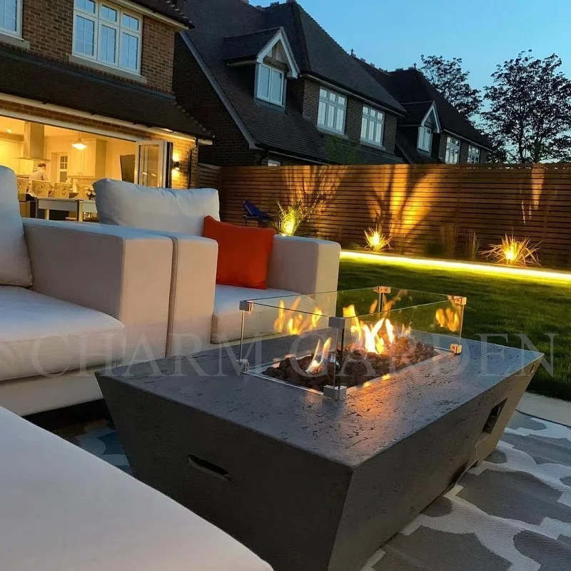 In Stock and Ready To ship low MOQ concrete firepit propane 52' rectangle fire pit gas outdoor Fire Stove