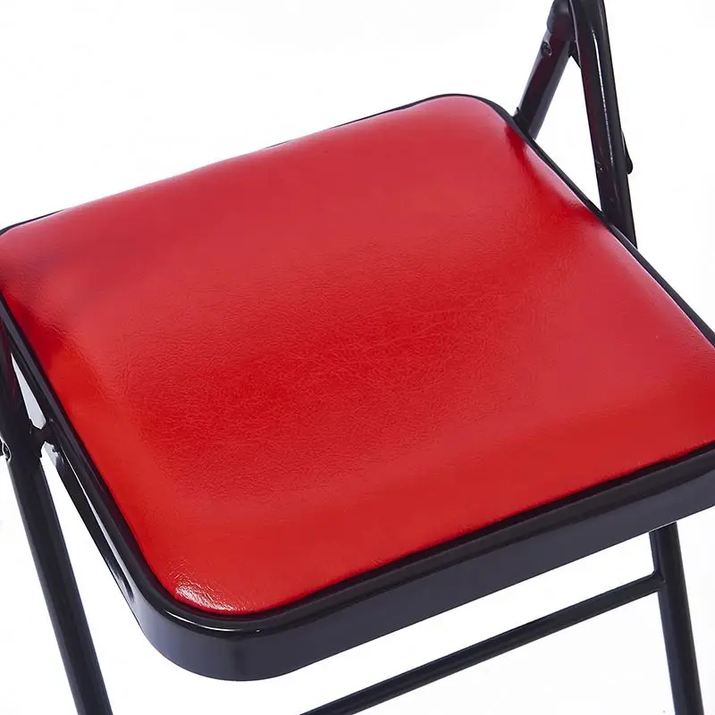 Modern Fashion Office Padded Seat Cushion Iron Tube Frame Minimalist Style Metal Folding Chairs