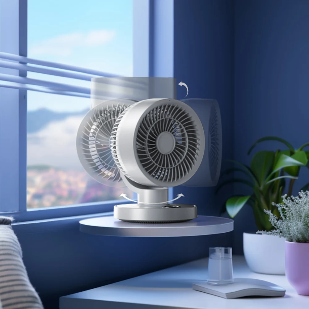 Fashion Mini Fan Portable Digital Display Charger Fan Rechargeable Air Cooler 4000mAh Auto Rotate Table Fan