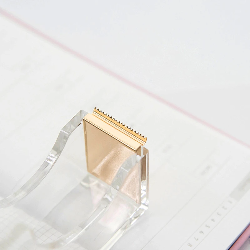 School&Office Clear Rose Gold Modern Design Acrylic Design Office Desktop Tape Dispenser