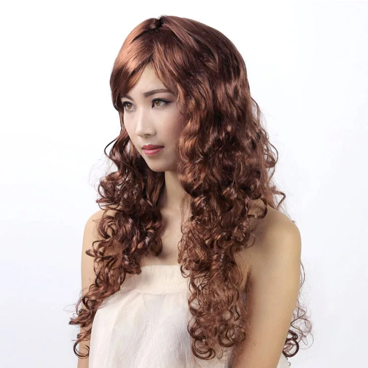 Cheap Colorful Synthetic Curly Wig 24IN Halloween Cosplay Hair for Girl Costume Party Wigs