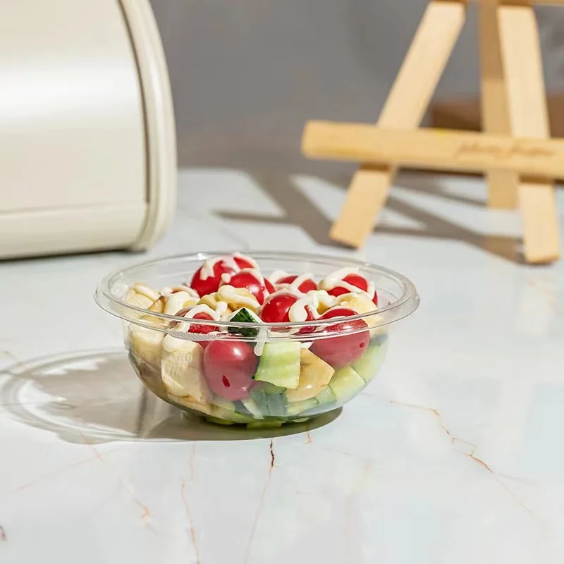 32oz Clear Disposable Fruit Ice Cream PET Plastic Dessert Salad Packing Bowl with lid